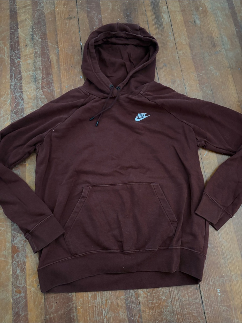 Nike Maroon Hooded Sweatshirt with White Swoosh